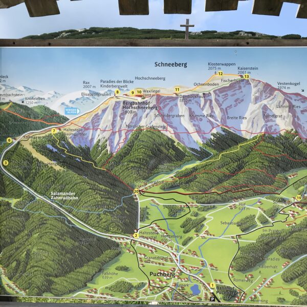 FOTOblog - výlet na Schneeberg v Rakúsku - mapa hory