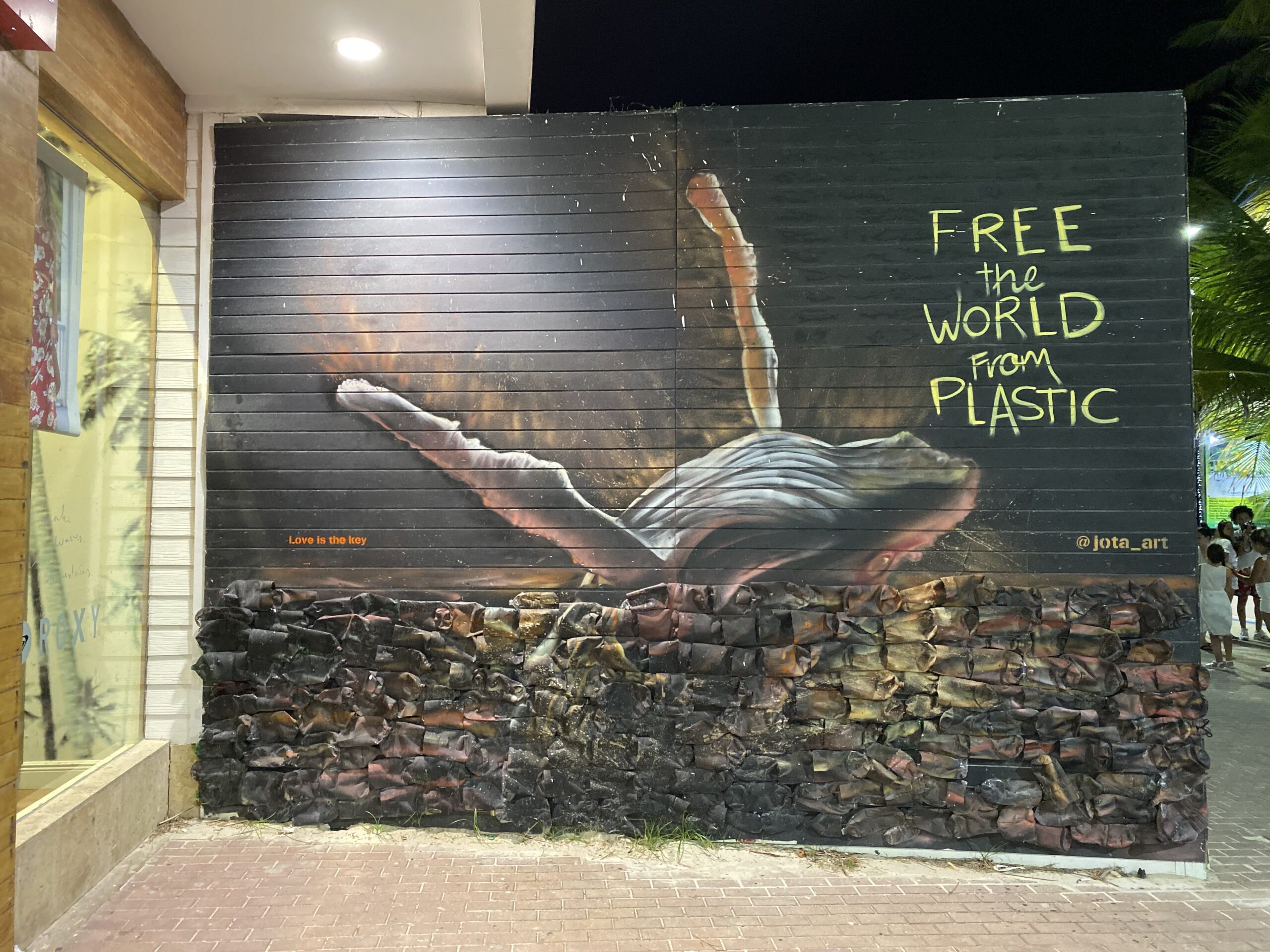 Grafitti zobrazujúce veľrybu a nápis Free the Wild